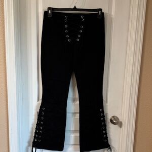 Lip Service Black Lace-Up Flare Pants